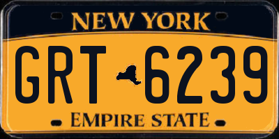 NY license plate GRT6239