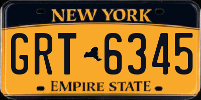 NY license plate GRT6345