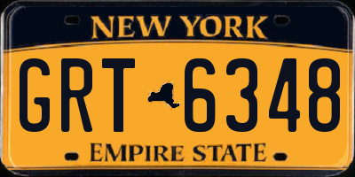 NY license plate GRT6348