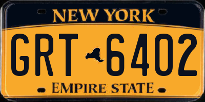 NY license plate GRT6402