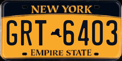 NY license plate GRT6403
