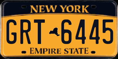 NY license plate GRT6445