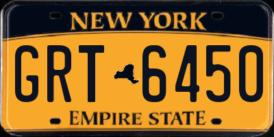 NY license plate GRT6450