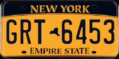 NY license plate GRT6453