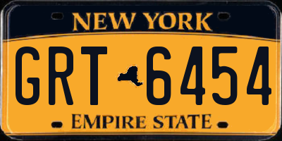 NY license plate GRT6454