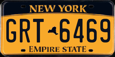 NY license plate GRT6469