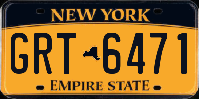 NY license plate GRT6471