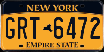 NY license plate GRT6472