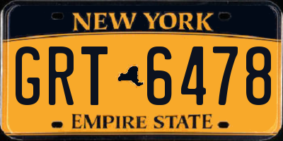 NY license plate GRT6478