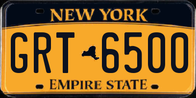 NY license plate GRT6500