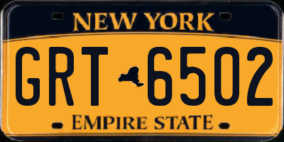 NY license plate GRT6502