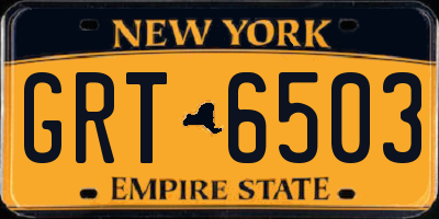 NY license plate GRT6503