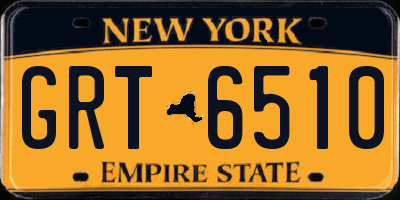 NY license plate GRT6510