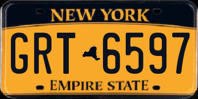 NY license plate GRT6597