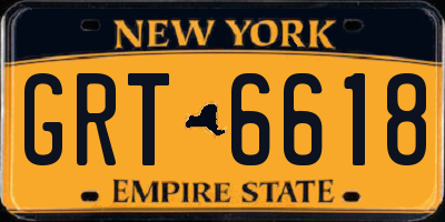 NY license plate GRT6618