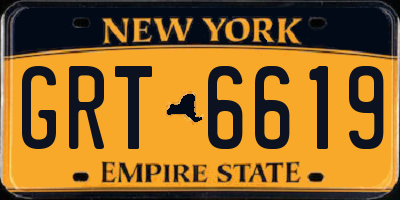 NY license plate GRT6619