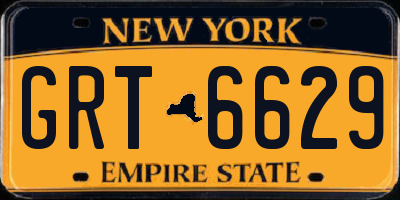 NY license plate GRT6629