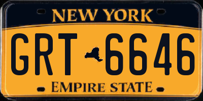 NY license plate GRT6646