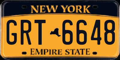 NY license plate GRT6648