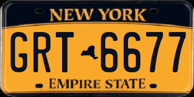 NY license plate GRT6677