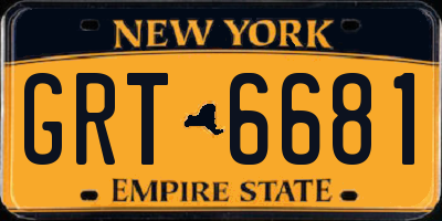 NY license plate GRT6681