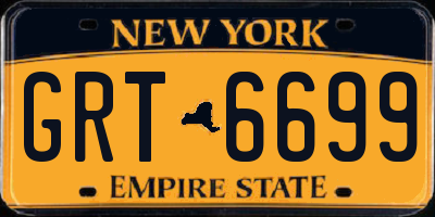 NY license plate GRT6699