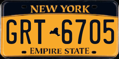 NY license plate GRT6705