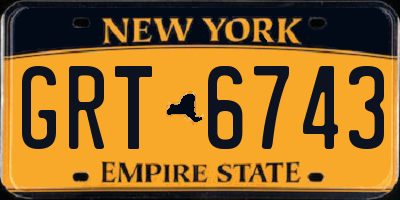NY license plate GRT6743