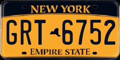 NY license plate GRT6752
