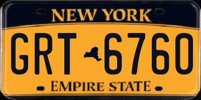 NY license plate GRT6760
