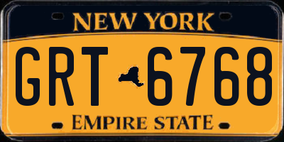 NY license plate GRT6768