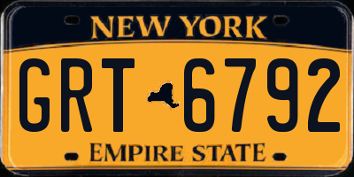 NY license plate GRT6792
