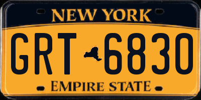 NY license plate GRT6830