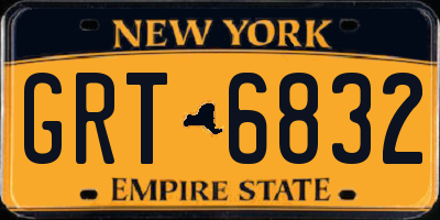 NY license plate GRT6832