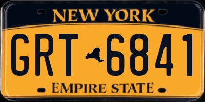NY license plate GRT6841