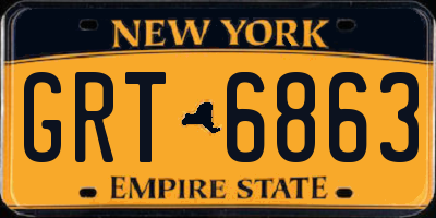 NY license plate GRT6863