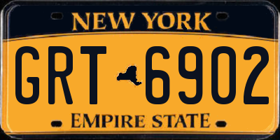 NY license plate GRT6902