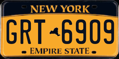 NY license plate GRT6909