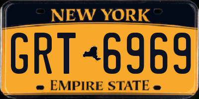 NY license plate GRT6969