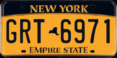 NY license plate GRT6971