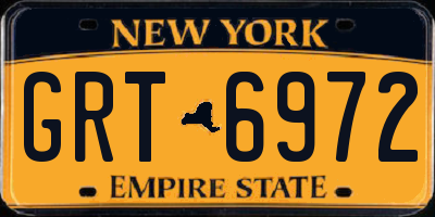 NY license plate GRT6972