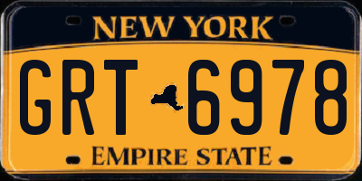 NY license plate GRT6978