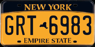 NY license plate GRT6983