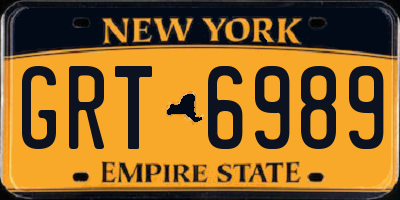 NY license plate GRT6989