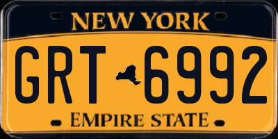 NY license plate GRT6992