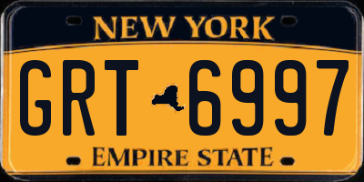 NY license plate GRT6997