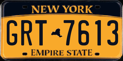 NY license plate GRT7613
