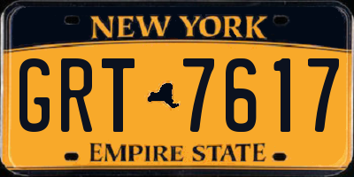 NY license plate GRT7617