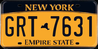 NY license plate GRT7631