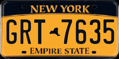 NY license plate GRT7635